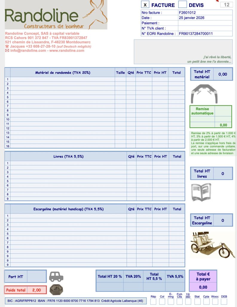 La nouvelle facture Randoline