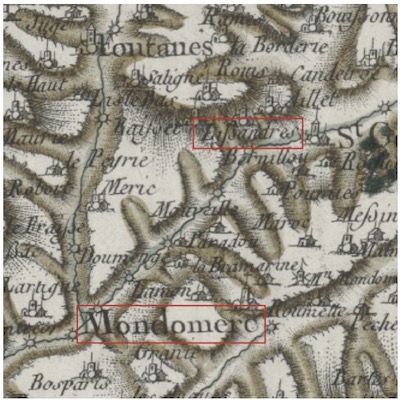 Randoline sur la carte de Cassini (1781)